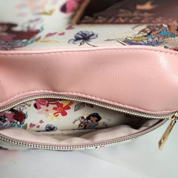 Disney Princesses BioWorld White/Pink Floral Mini Backpack 10" Faux Leather - Picture 3 of 11